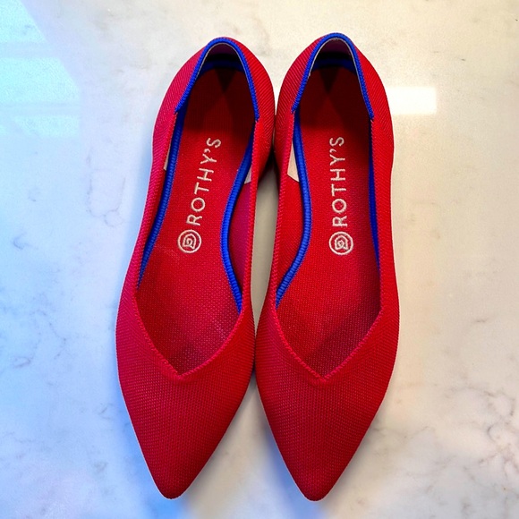Rothy’s Pointed Toe Flats in Chili Red - Picture 1 of 7